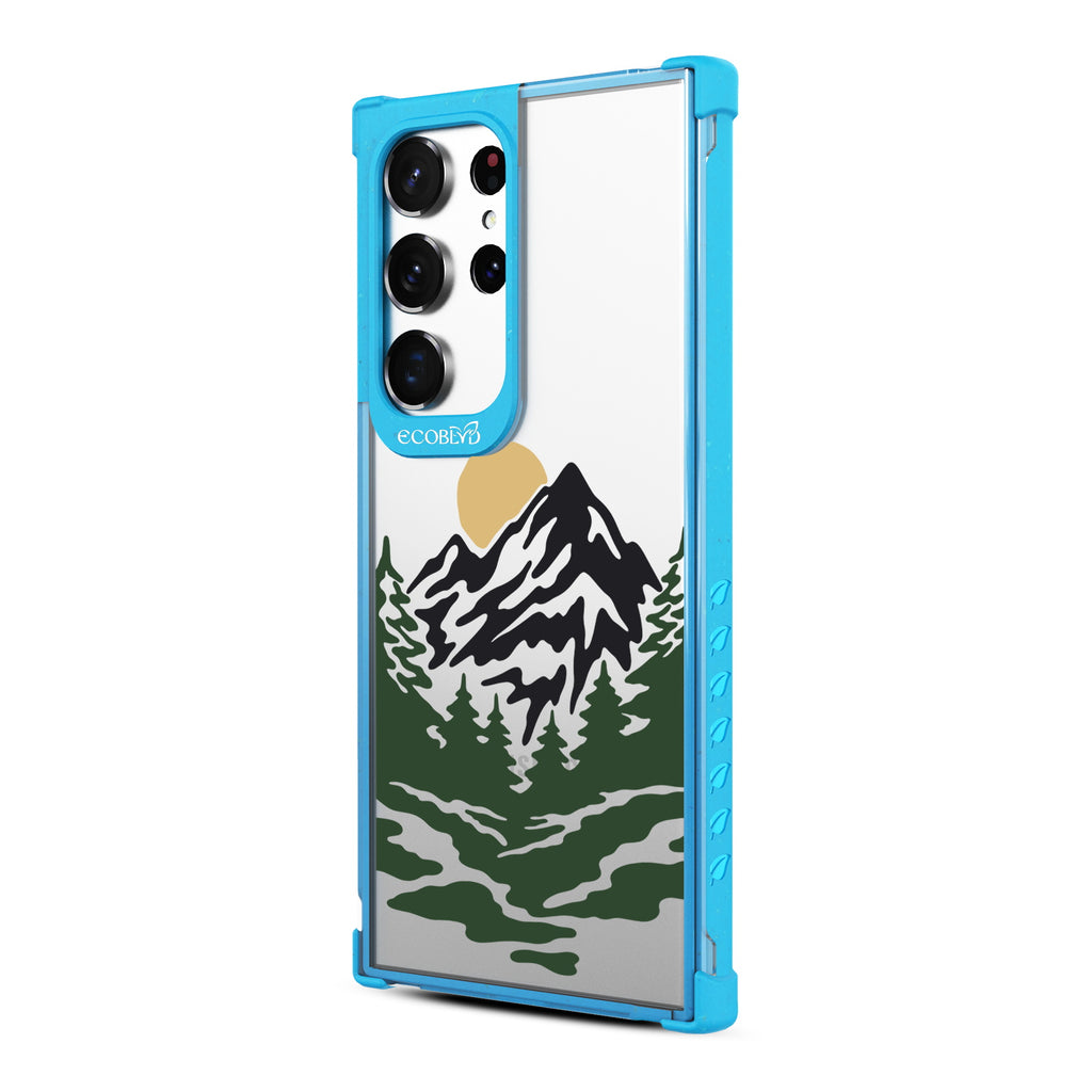 Mountains - Right-side View Of Blue & Clear Eco-Friendly Galaxy S23 Ultra Case