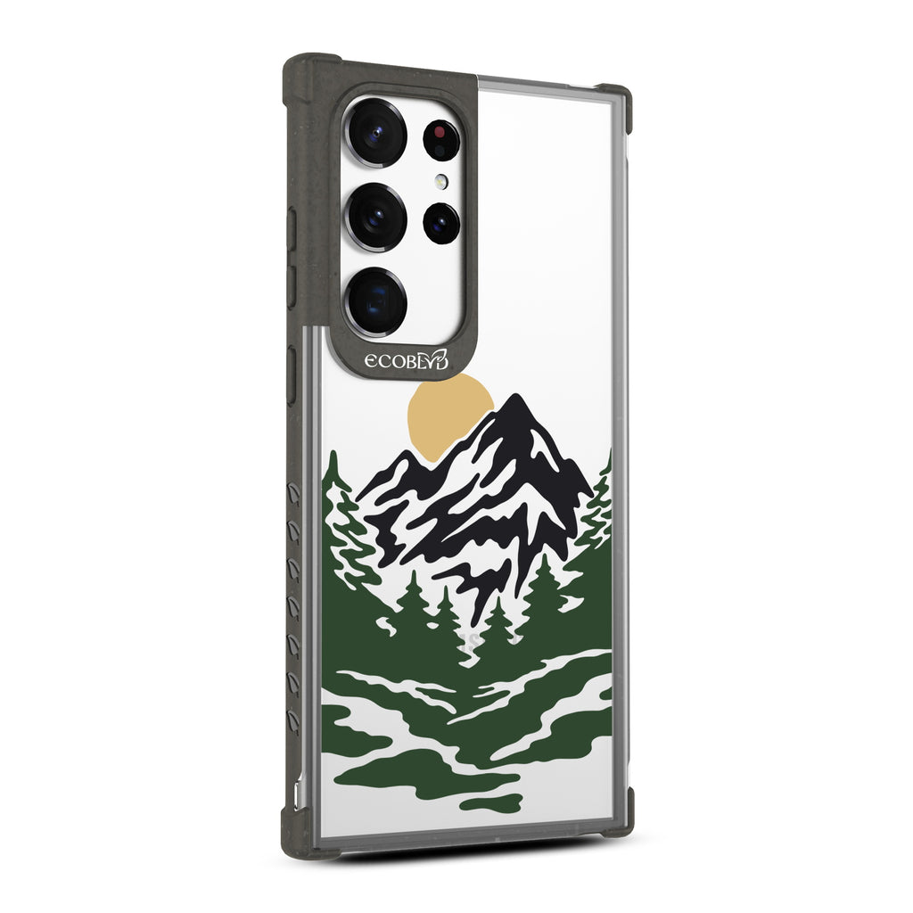 Mountains - Left-side View Of Black & Clear Eco-Friendly Galaxy S23 Ultra Case