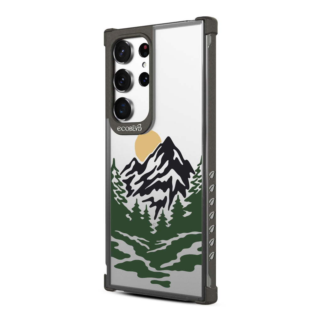 Mountains - Right-side View Of Black & Clear Eco-Friendly Galaxy S23 Ultra Case