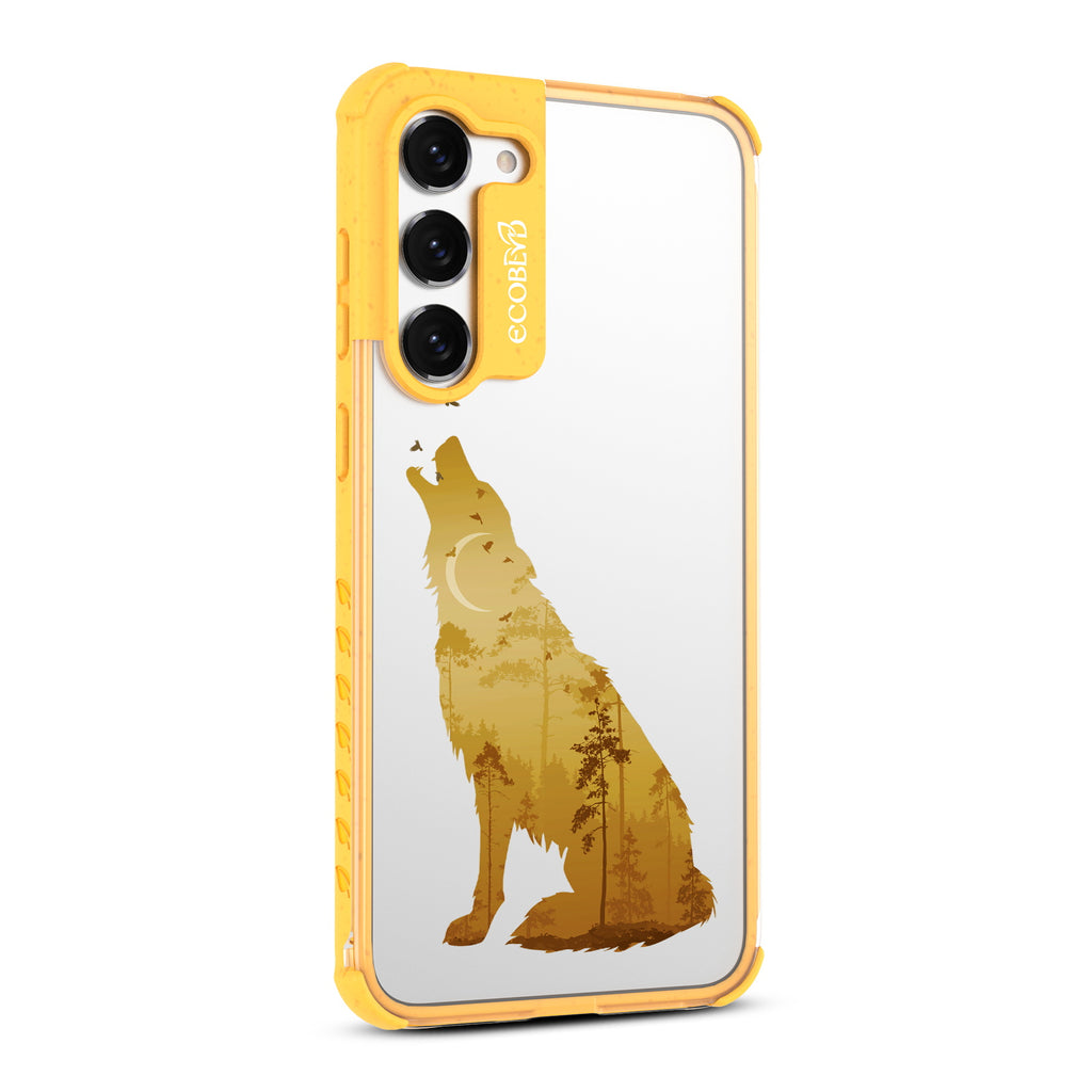 Howl at the Moon - Left-side View Of Yellow & Clear Eco-Friendly Galaxy S23 Case