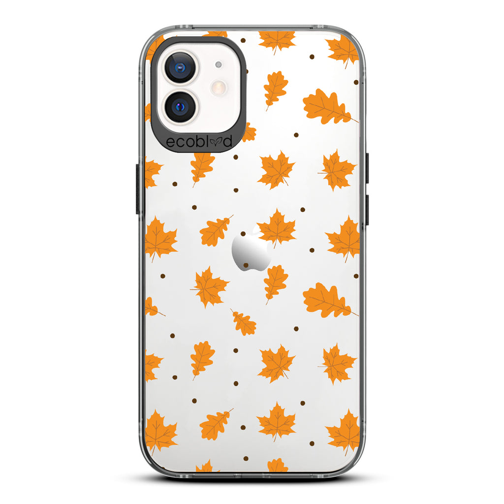 A New Leaf - Brown Fall Leaves - Eco-Friendly Clear iPhone 12/12 Pro Case With Black Rim 