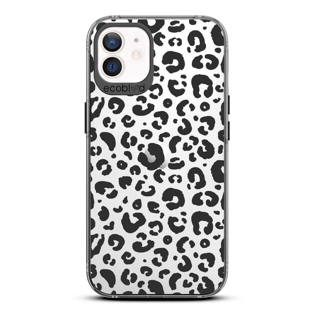 Spot On - Black Eco-Friendly iPhone 12/12 Pro Case With Leopard Print On A Clear Back