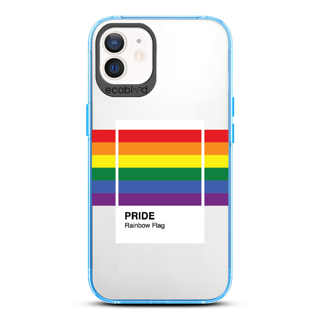 Colors Of Unity - Blue Eco-Friendly iPhone 12/12 Pro Case With Pride Rainbow Flag As Pantone Swatch On A Clear Back