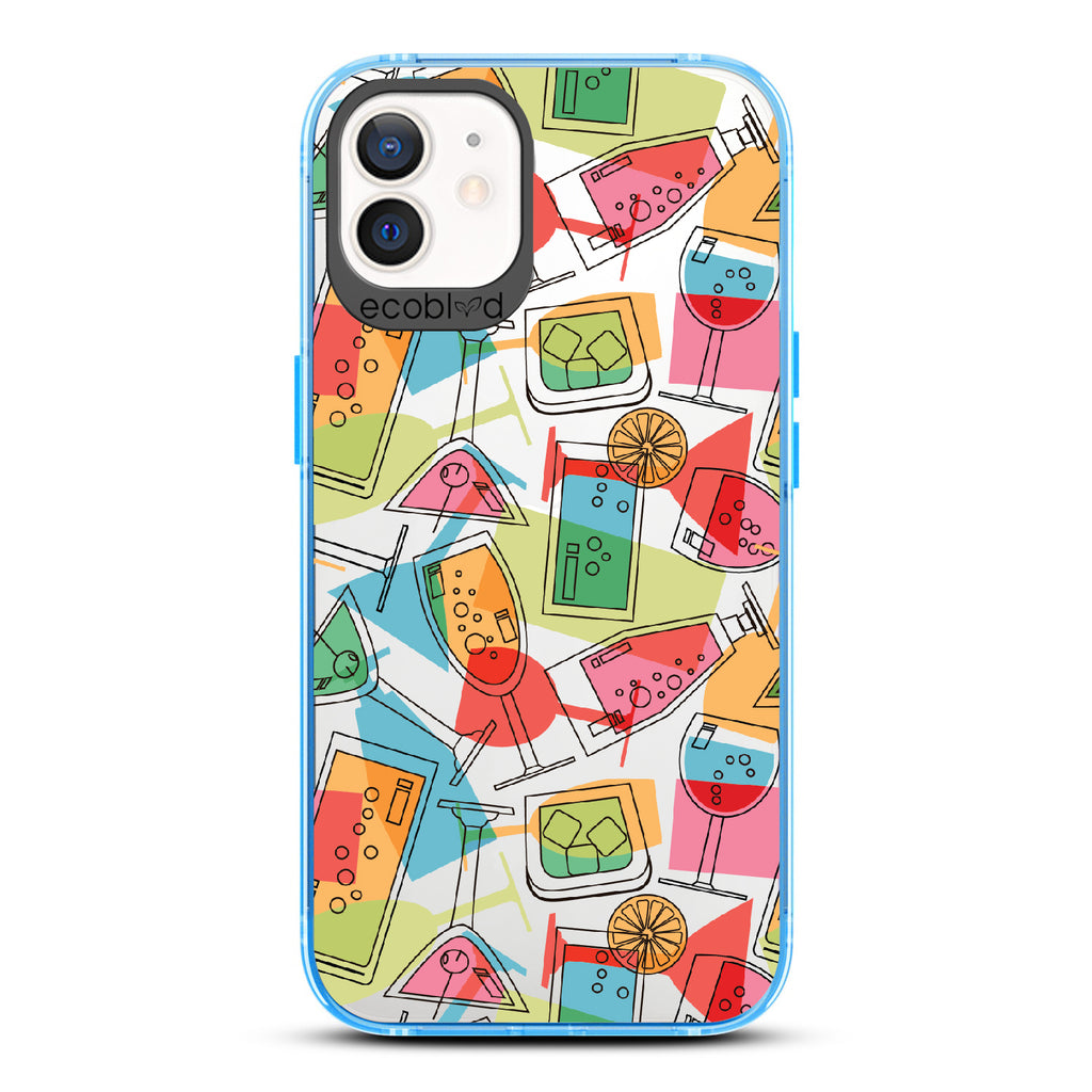 5 O'clock Somewhere - Cocktails, Martinis & Tropical Drinks - Clear Eco-Friendly iPhone 12/12 Pro Case With Blue Rim