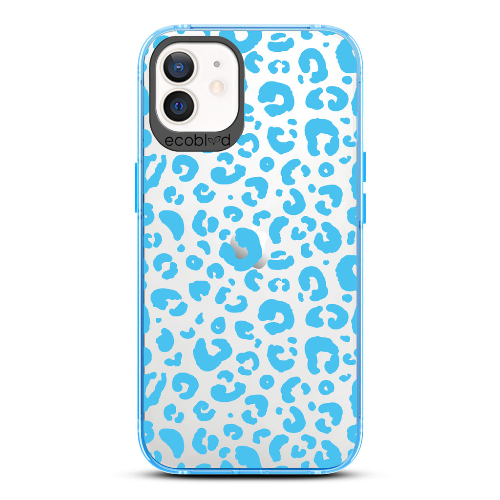 Spot On - Blue Eco-Friendly iPhone 12/12 Pro Case With Leopard Print On A Clear Back