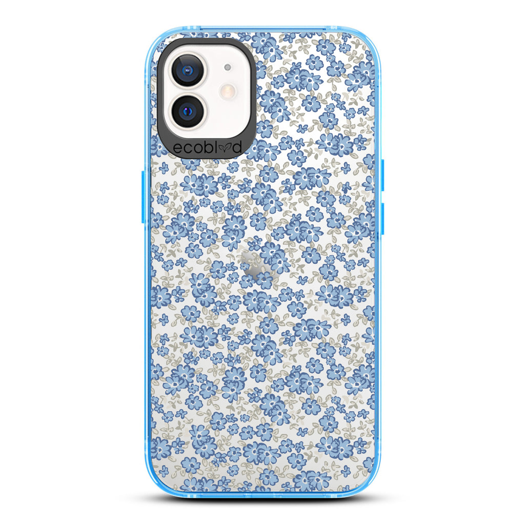 Ditsy Daze - Blue Eco-Friendly iPhone 12/12 Pro Case With Vintage Forget-Me-Not Flowers On A Clear Back