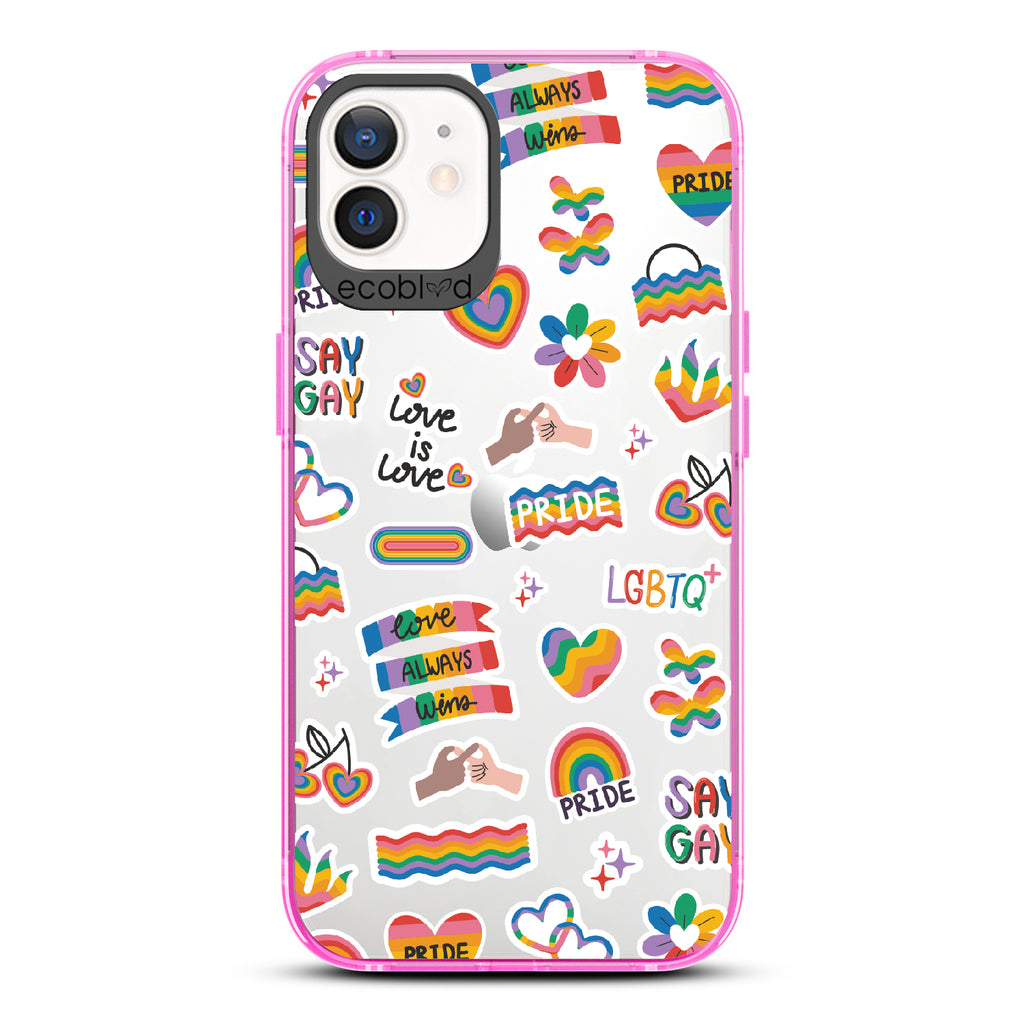  Loud And Proud - Pink Eco-Friendly iPhone 12/12 Pro Case With Pride, Love Aways Wins + More Sticker-Like Prints On A Clear Back