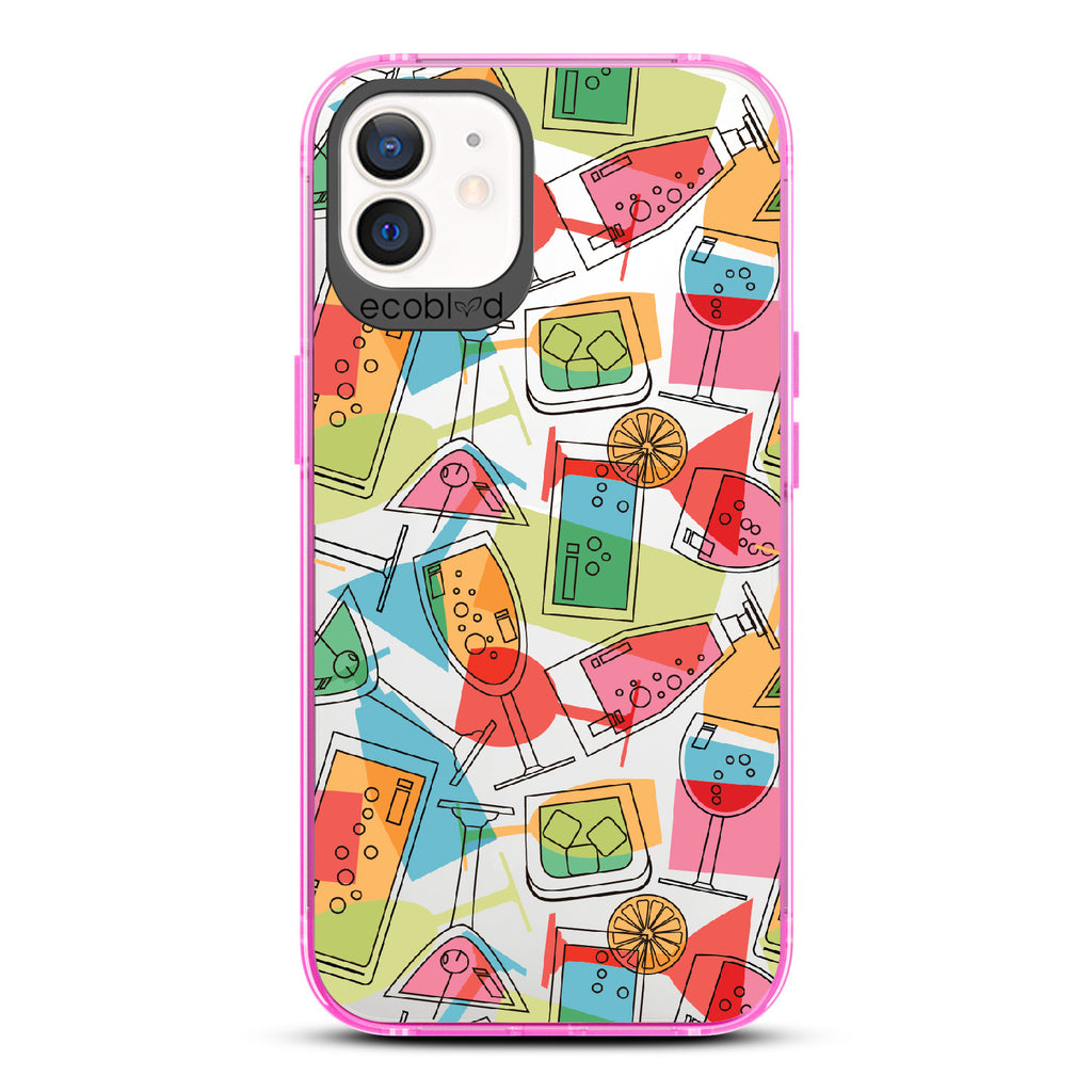 5 O'clock Somewhere - Cocktails, Martinis & Tropical Drinks - Clear Eco-Friendly iPhone 12/12 Pro Case With Pink Rim