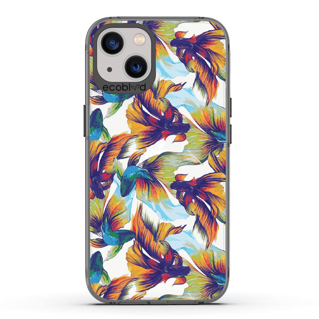 Betta Than The Rest - Black Eco-Friendly iPhone 13 Case With Colorful Betta Fish On A Clear Back