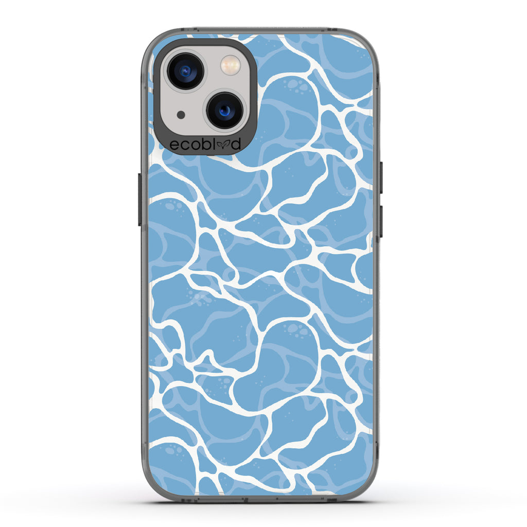  Crystal Clear - Black Eco-Friendly iPhone 13 Case With Water Ripples On A Clear Back