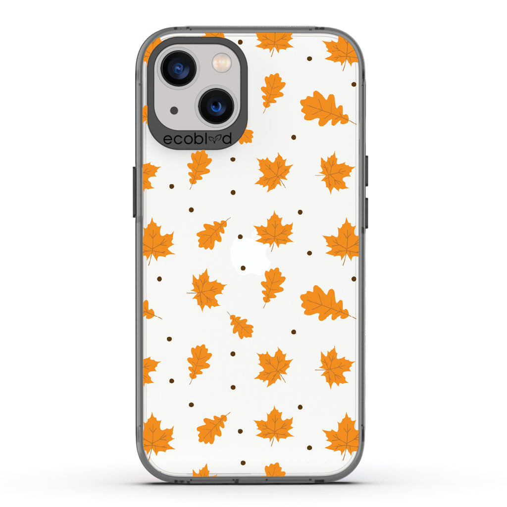A New Leaf - Brown Fall Leaves - Eco-Friendly Clear iPhone 13 Case With Black Rim
