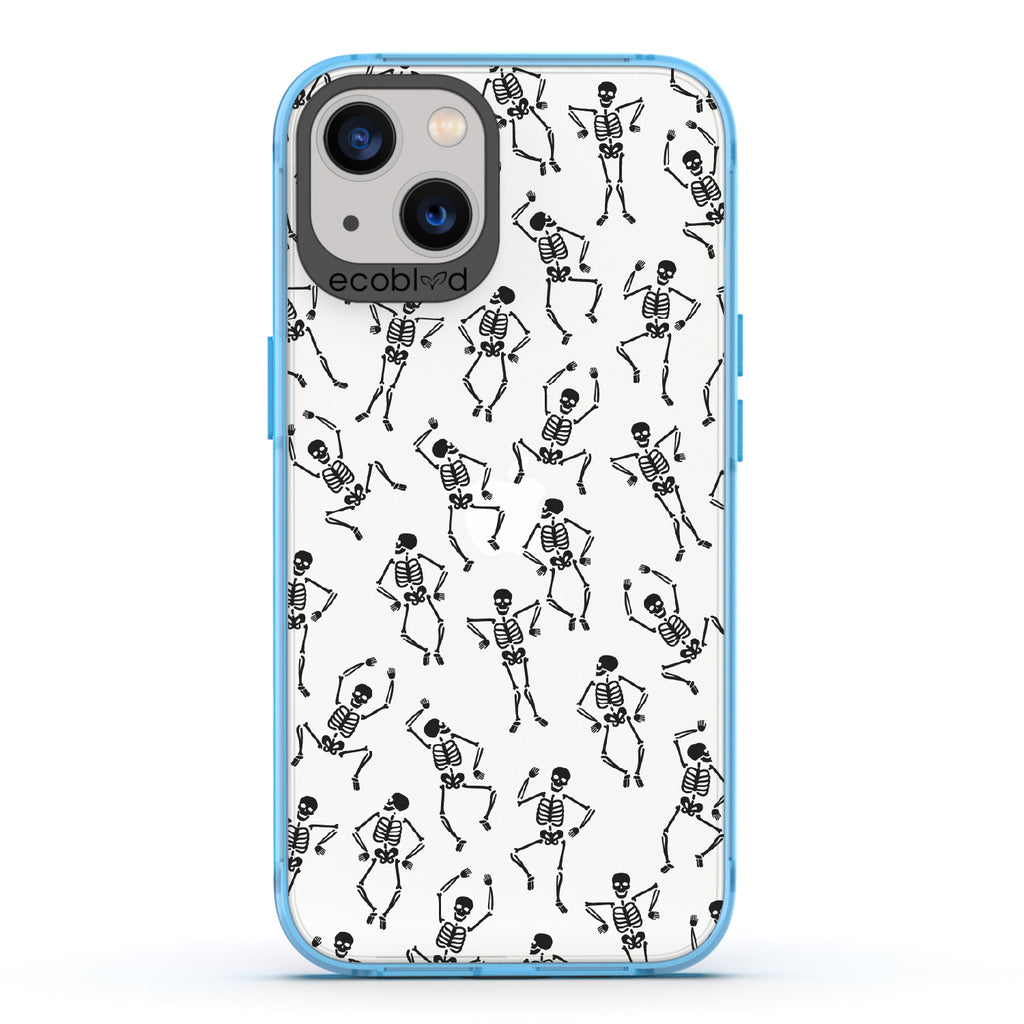 Boogie Man - Dancing Skeletons - Eco-Friendly Clear iPhone 13 Case With Blue Rim