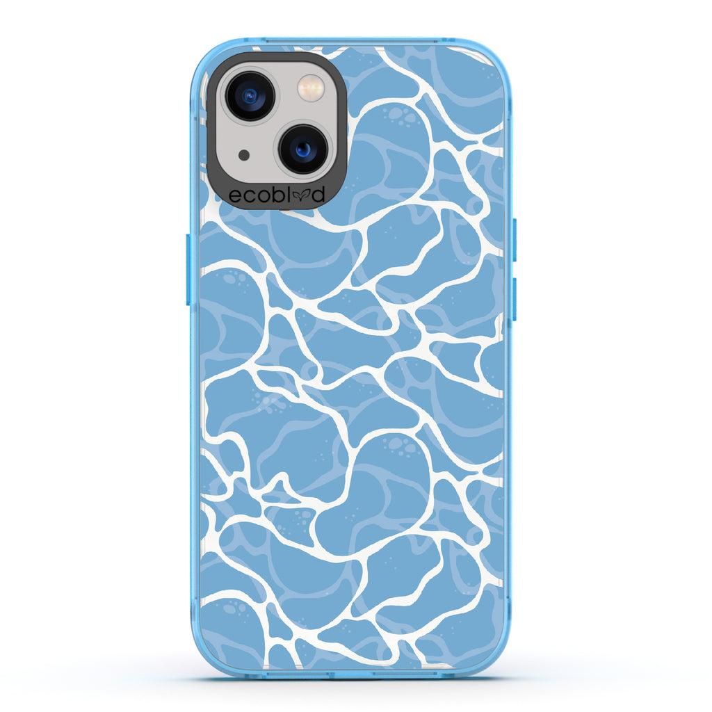 Crystal Clear - Blue Eco-Friendly iPhone 13 Case With Water Ripples On A Clear Back
