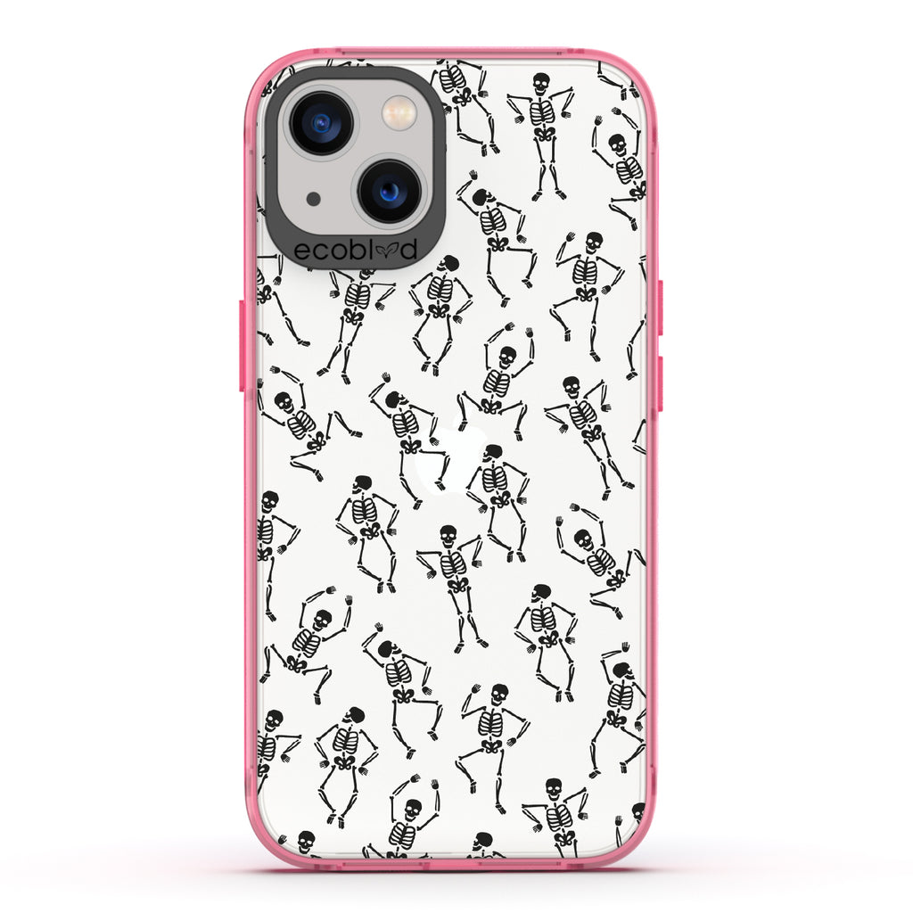 Boogie Man -Dancing Skeletons - Eco-Friendly Clear iPhone 13 Case With Pink Rim