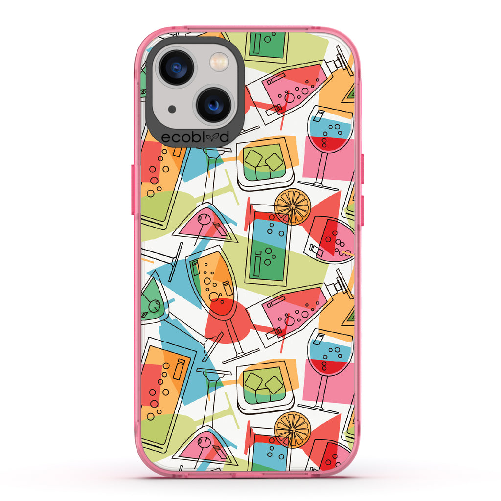 5 O'clock Somewhere - Cocktails, Martinis & Tropical Drinks - Clear Eco-Friendly iPhone 13 Case With Pink Rim
