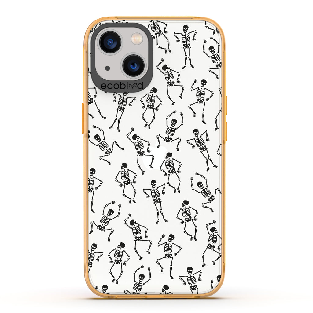 Boogie Man - Dancing Skeletons - Eco-Friendly Clear iPhone 13 Case With Yellow Rim