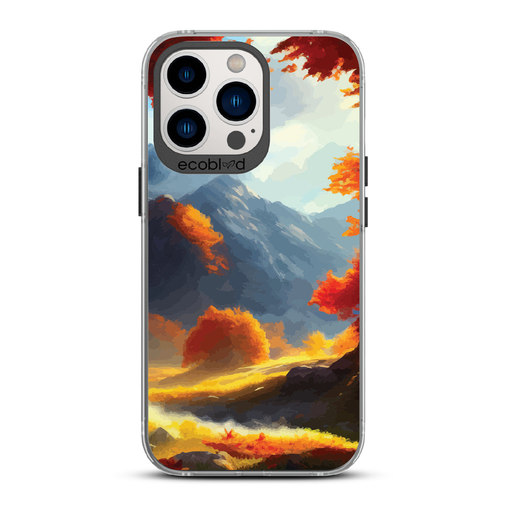Autumn Canvas - Watercolored Fall Mountain Landscape - Eco-Friendly Clear iPhone 12/13 Pro Max Case With Black Rim 