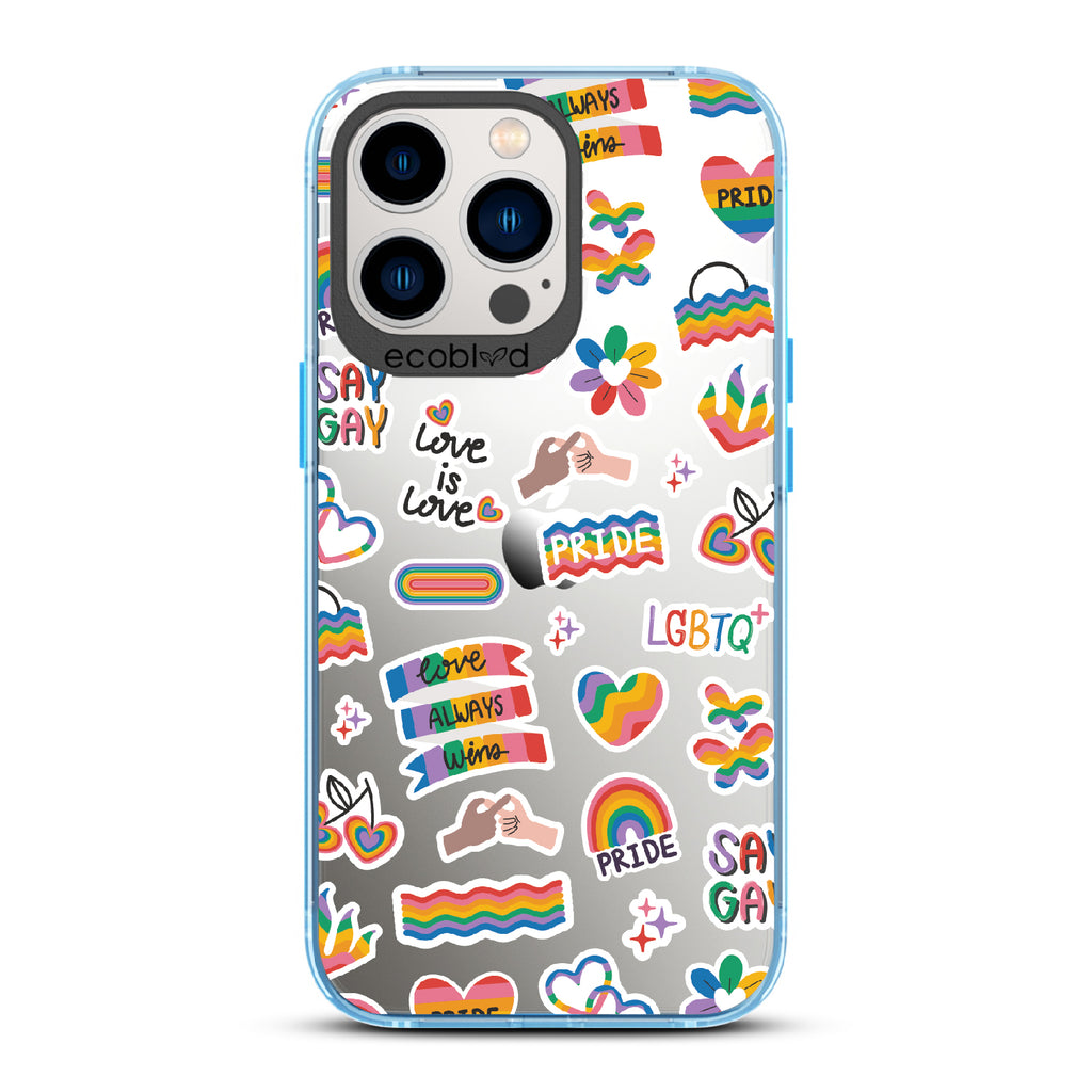Loud And Proud - Blue Eco-Friendly iPhone 12/13 Pro Max Case With Pride, Love Aways Wins + More Sticker-Like Prints On A Clear Back