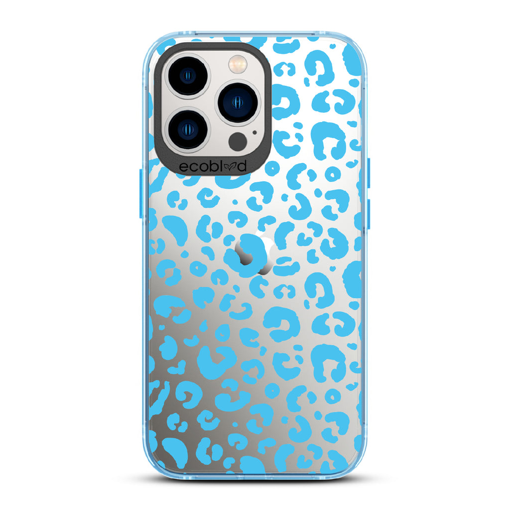 Spot On - Blue Eco-Friendly iPhone 12/13 Pro Max Case With Leopard Print On A Clear Back