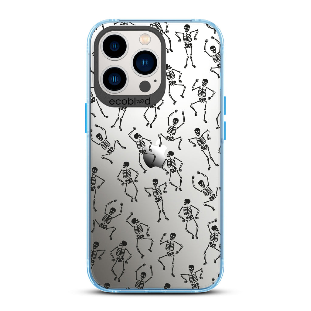 Boogie Man - Dancing Skeletons - Eco-Friendly Clear iPhone 12/13 Pro Max Case With Blue Rim