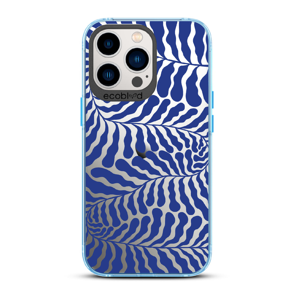 Blue Lagoon - Blue Eco-Friendly iPhone 12/13 Pro Max Case With Abstract Tropical Blue Seaweed On A Clear Back