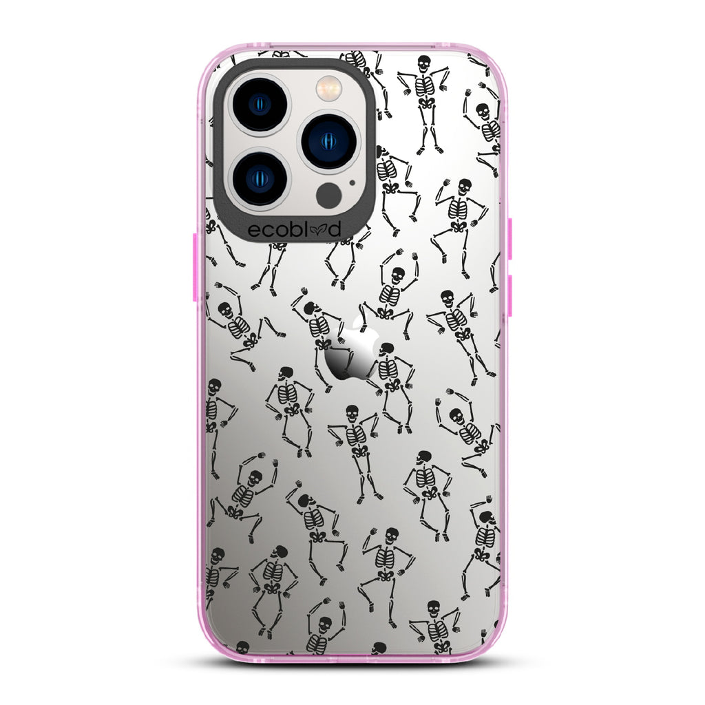 Boogie Man - Dancing Skeletons - Eco-Friendly Clear iPhone 12/13 Pro Max Case With Pink Rim