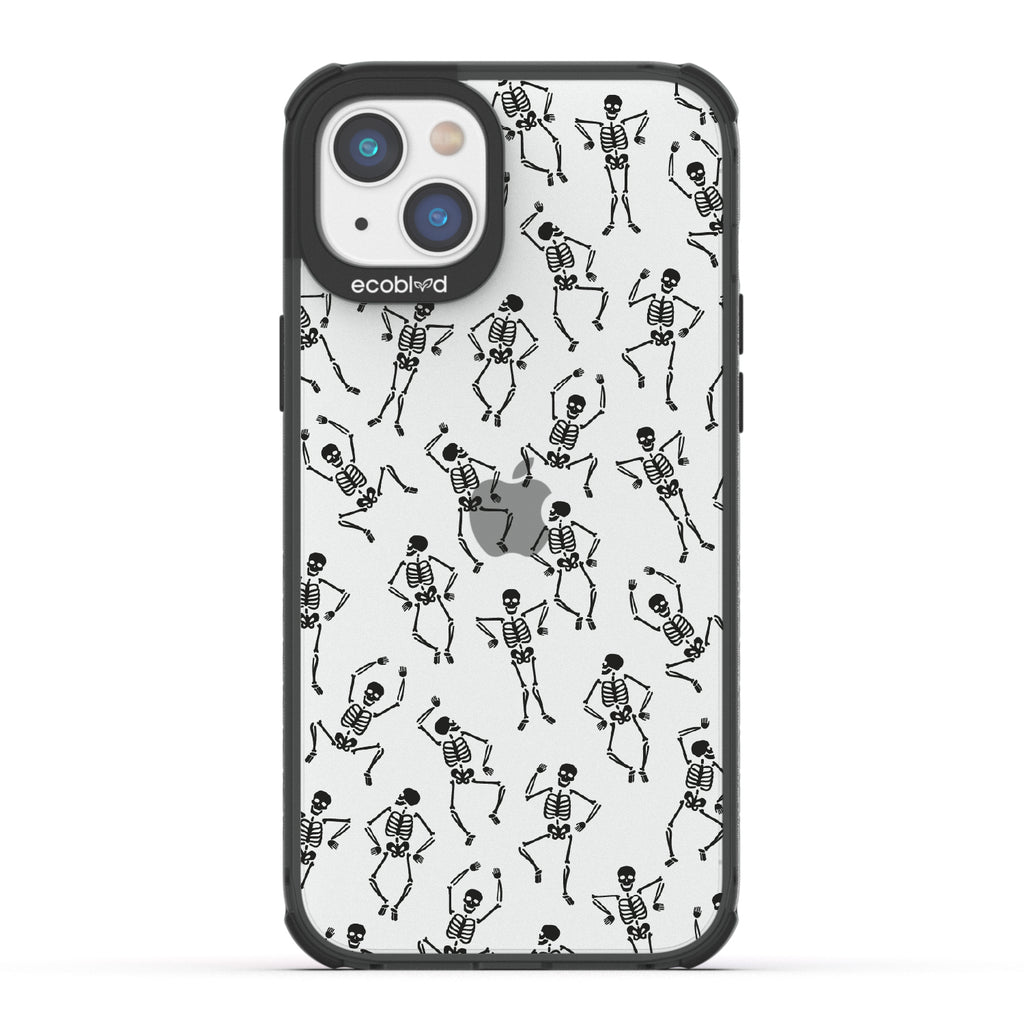 Boogie Man - Dancing Skeletons - Eco-Friendly Clear iPhone 14 Plus Case With Black Rim