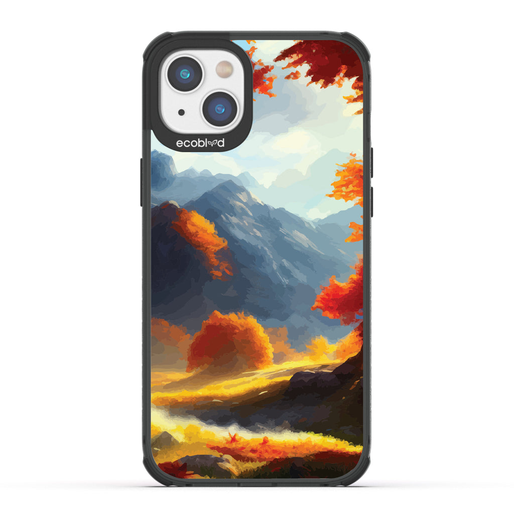 Autumn Canvas - Watercolored Fall Mountain Landscape - Eco-Friendly Clear iPhone 14 Case With Black Rim 