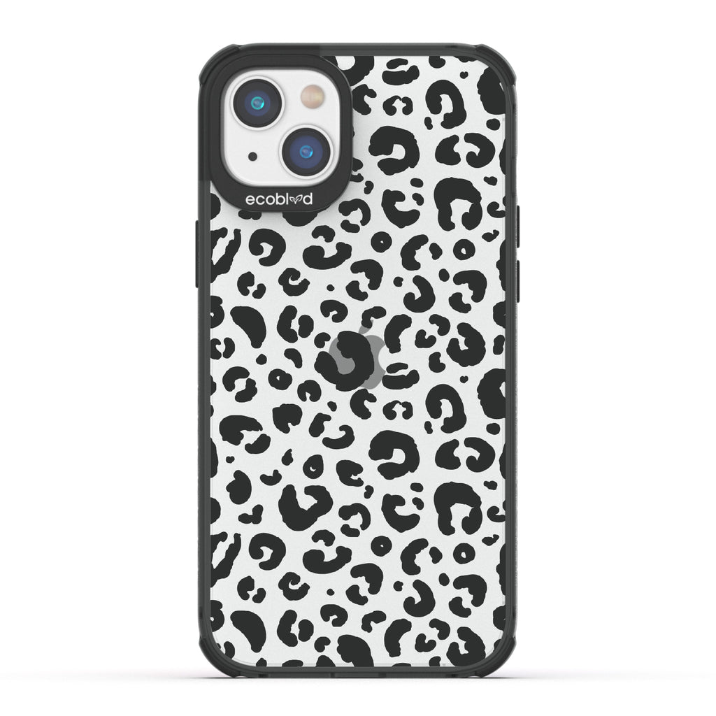Spot On - Black Eco-Friendly iPhone 14 Case With Leopard Print On A Clear Back