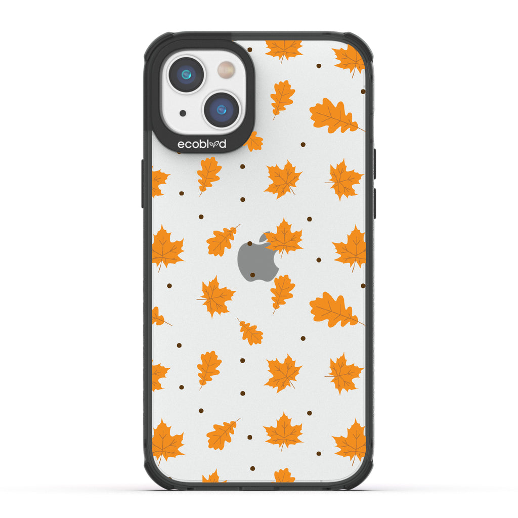A New Leaf - Brown Fall Leaves - Eco-Friendly Clear iPhone 14 Plus Case With Black Rim 