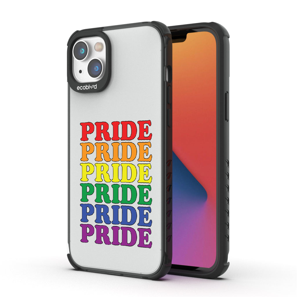 Pride Camp - Back View Of Black & Clear Eco-Friendly iPhone 14 Case & A Front View Of The Screen