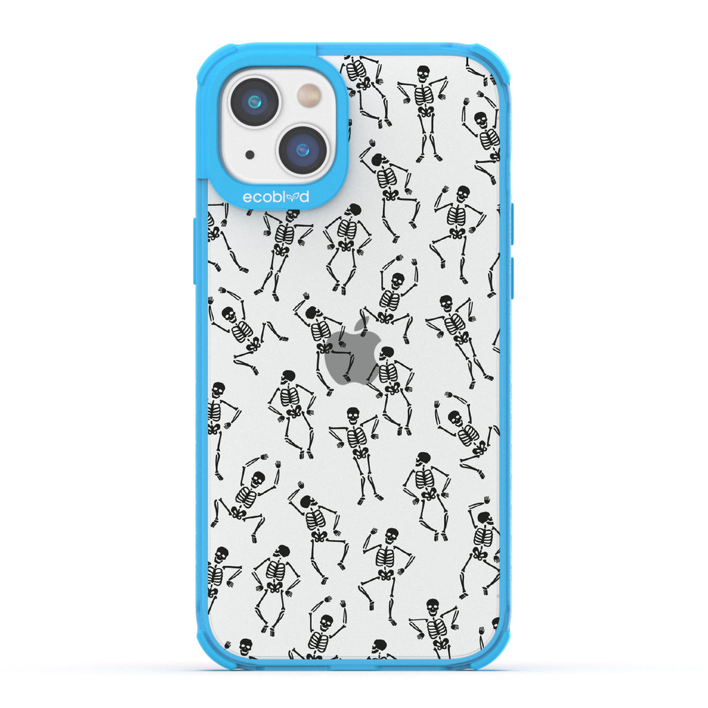 Boogie Man - Dancing Skeletons - Eco-Friendly Clear iPhone 14 Case With Blue Rim