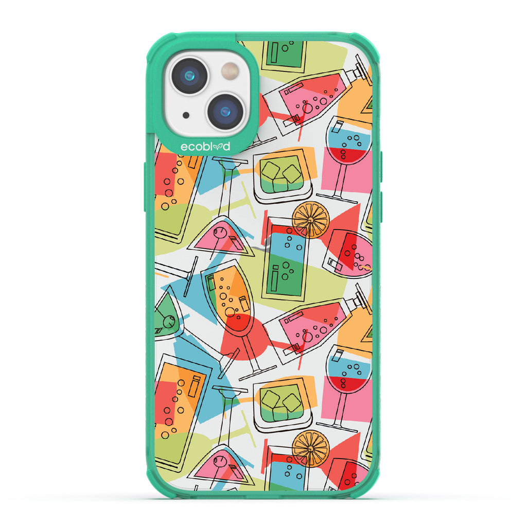 5 O'clock Somewhere - Cocktails, Martinis & Tropical Drinks - Clear Eco-Friendly iPhone 14 Plus Case With Green Rim