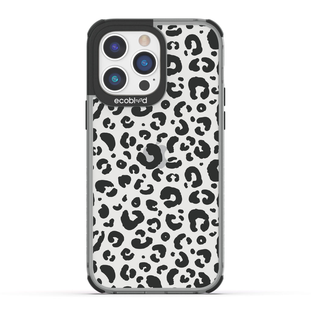 Spot On - Black Eco-Friendly iPhone 14 Pro Max Case With Leopard Print On A Clear Back