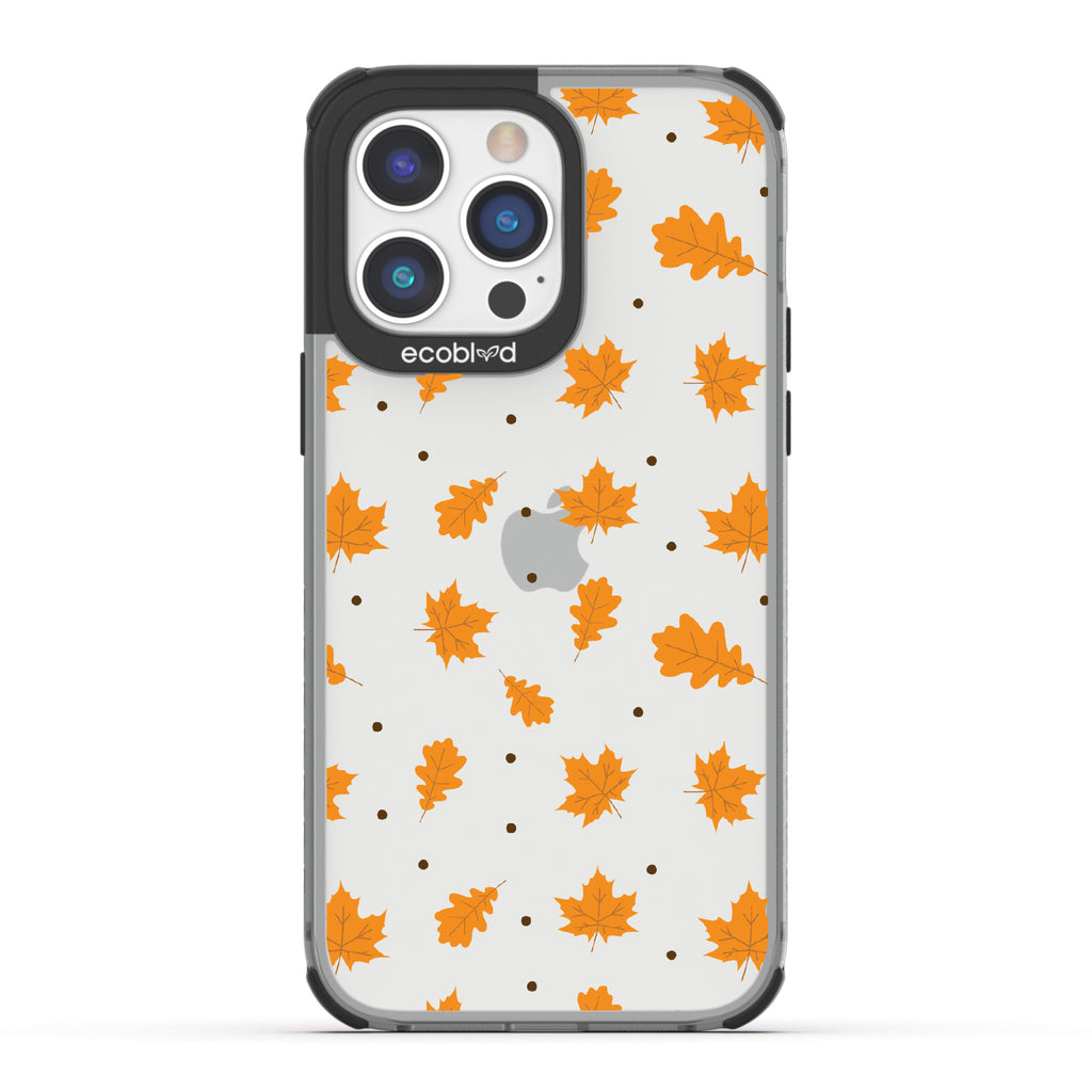 A New Leaf - Brown Fall Leaves - Eco-Friendly Clear iPhone 14 Pro Case With Black Rim 