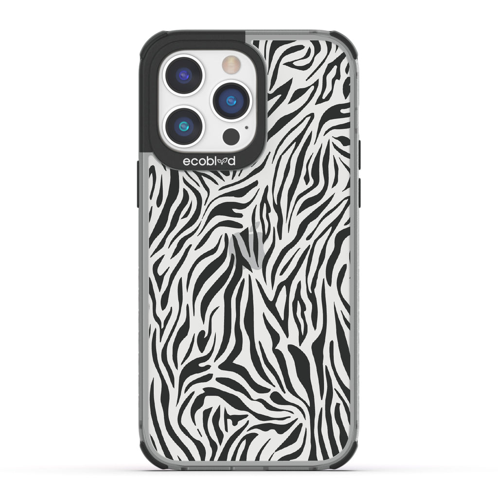 Zebra Print - Black Eco-Friendly iPhone 14 Pro Case With Black Zebra Print On A Clear Back