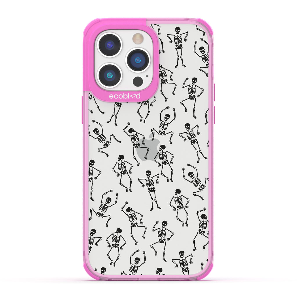 Boogie Man - Dancing Skeletons - Eco-Friendly Clear iPhone 14 Pro Max Case With Pink Rim