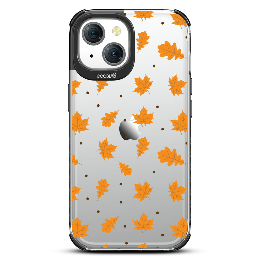 A New Leaf - Brown Fall Leaves - Eco-Friendly Clear iPhone 15 Case With Black Rim 