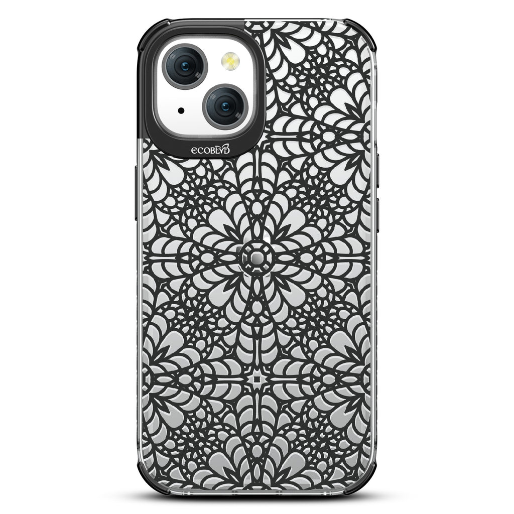  A Lil' Dainty -Intricate Lace Tapestry - Eco-Friendly Clear iPhone 15 Case With Black Rim 