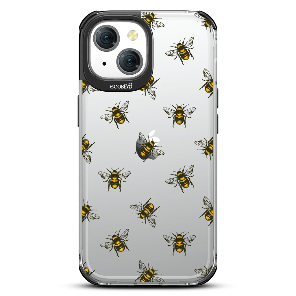 Bees - Honey Bees - Eco-Friendly Clear iPhone 15 Case With Black Rim