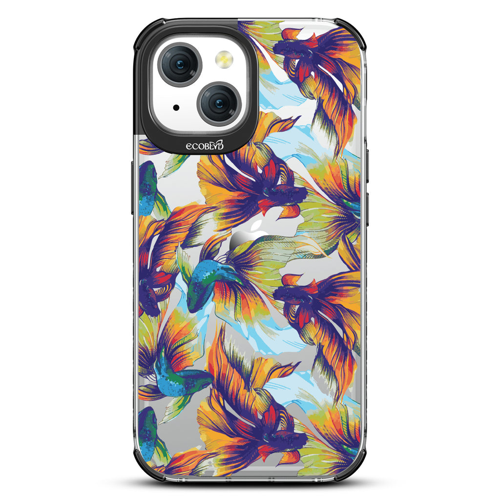 Betta Than The Rest - Colorful Betta Fish - Eco-Friendly Clear iPhone 15 Case With Black Rim 