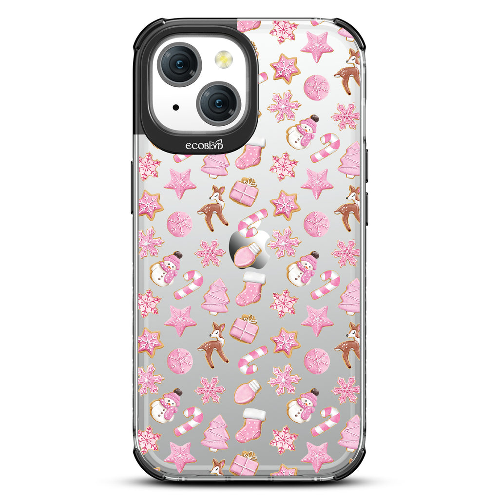  A Sweet Treat - Pink Holiday Cookies - Eco-Friendly Clear iPhone 15 Case With Black Rim