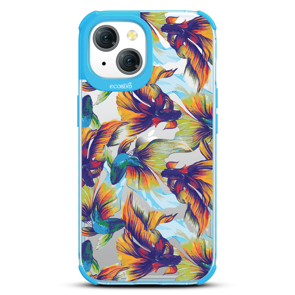 Betta Than The Rest - Colorful Betta Fish - Eco-Friendly Clear iPhone 15 Case With Blue Rim