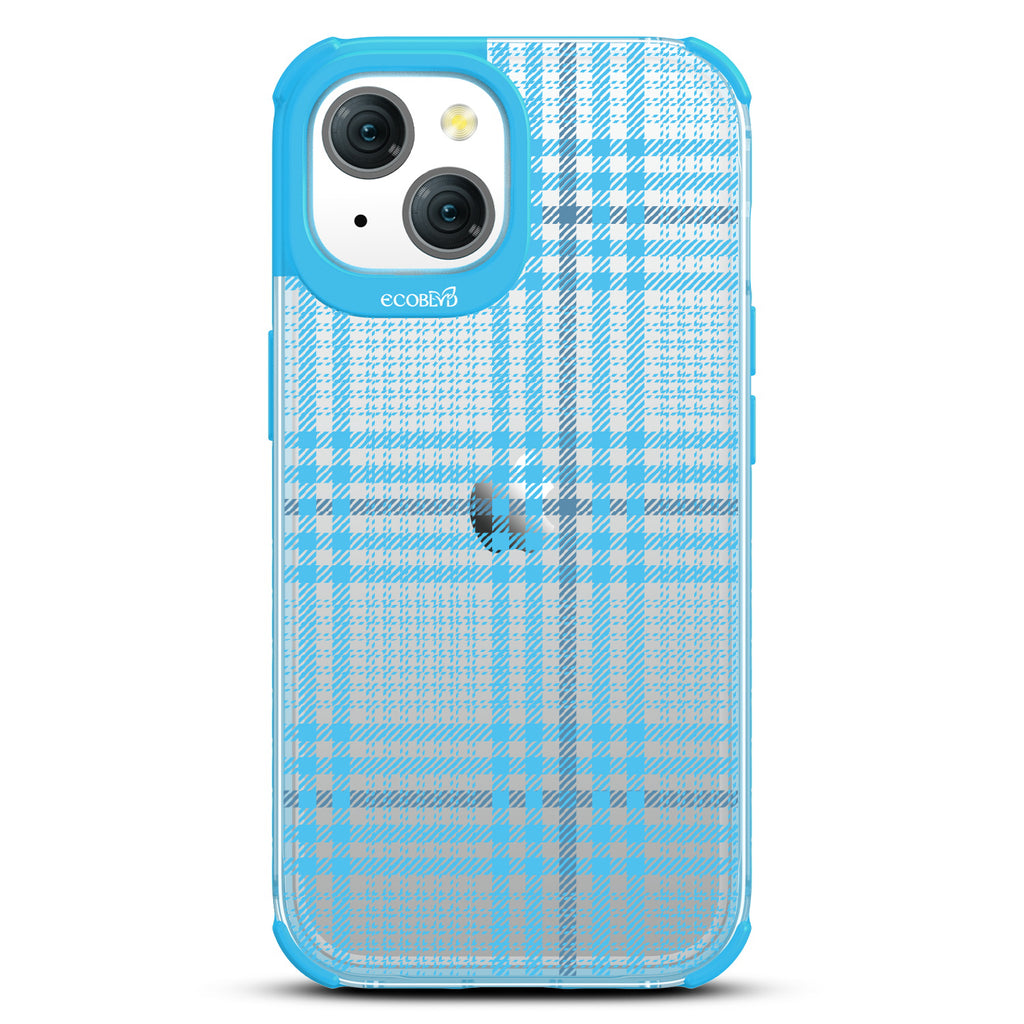 As If - Iconic Tartan Plaid - Eco-Friendly Clear iPhone 15 Case With Blue Rim