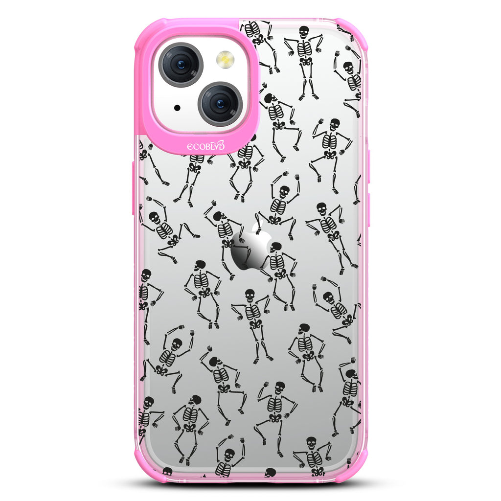 Boogie Man - Dancing Skeletons - Eco-Friendly Clear iPhone 15 Case With Pink Rim
