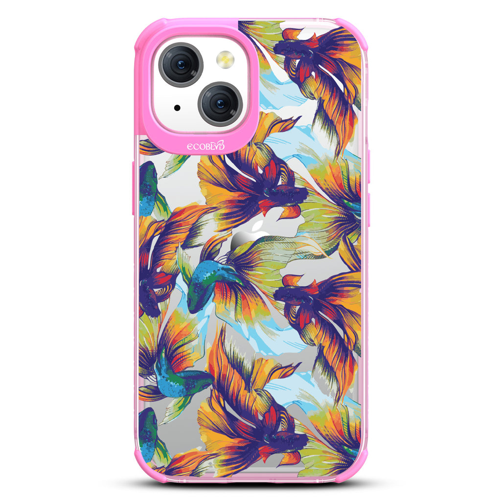 Betta Than The Rest - Colorful Betta Fish - Eco-Friendly Clear iPhone 15 Case With Pink Rim