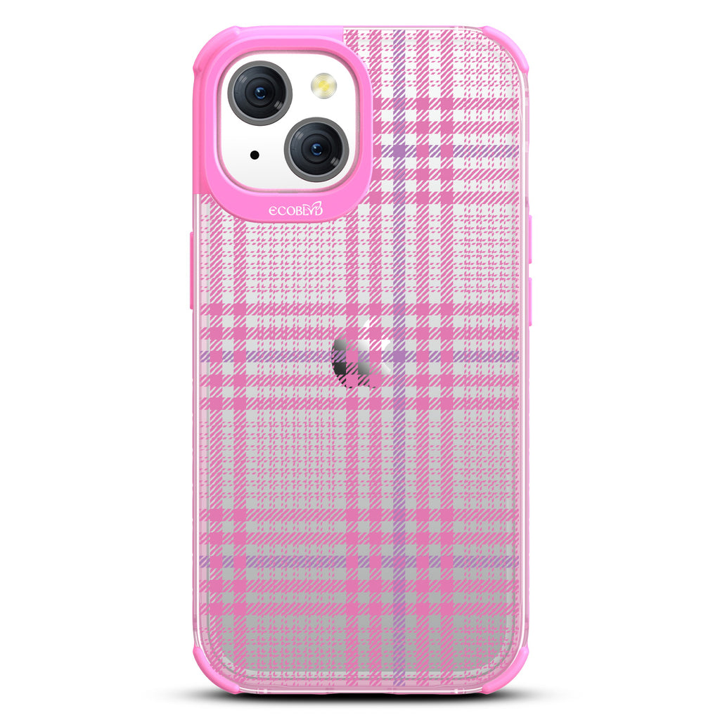 As If - Iconic Tartan Plaid - Eco-Friendly Clear iPhone 15 Case With Pink Rim