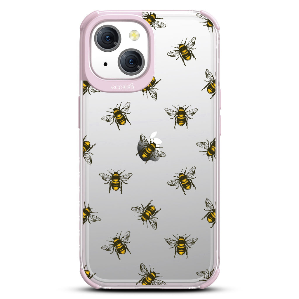 Bees - Honey Bees - Eco-Friendly Clear iPhone 15 Case With Pastel Lilac Rim