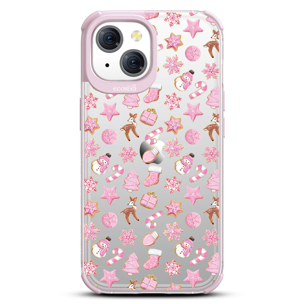 A Sweet Treat - Pink Holiday Cookies - Eco-Friendly Clear iPhone 15 Case With Pastel Lilac Rim