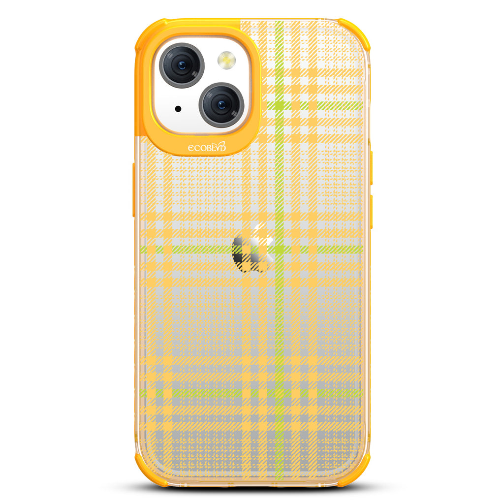 As If - Iconic Tartan Plaid - Eco-Friendly Clear iPhone 15 Case With Yellow Rim